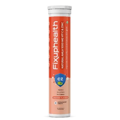 FixUpHealth Natural Amla Effervescent Tablet - Orange Flavour 20's - Herbal Dietary Supplement