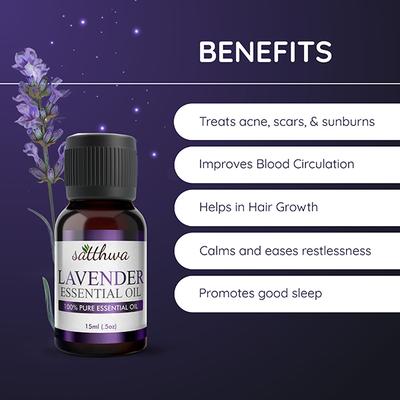 Satthwa 100% Pure Essential Oil - Lavender 15 ml - Essential Oils