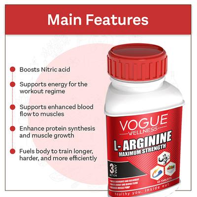 Vogue Wellness L-Arginine 1000 mg Tablet 60's - Amino Acids