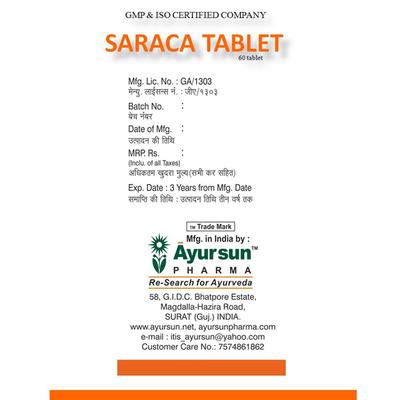 Ayursun Saraca Tablet 60's - Sexual Healthcare