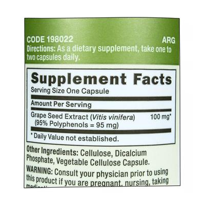 GNC Grape Seed Extract 100 mg Capsule 100's - Herbal Dietary Supplement