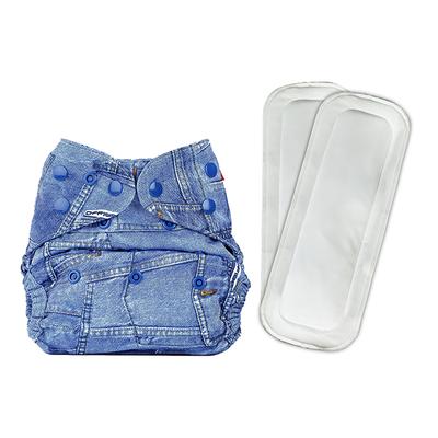 Bumberry Reusable Diaper Cover (2-36 Months) with 2 Wet Free Inserts - Jeans - Diapers & Wipes