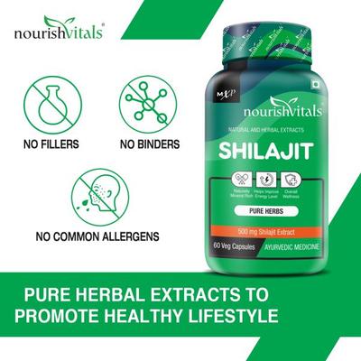 NourishVitals Premium Shilajit 500 mg Veg Capsule 60's - Sexual Care