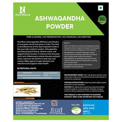 NutriRione Ashwagandha Powder 450 gm - Health Products