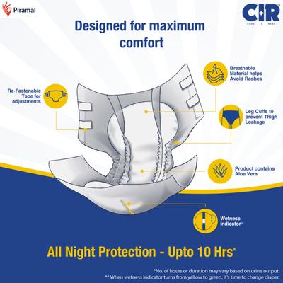 CIR Premium Adult Diapers - Tape (M) 10's - Adult Diapers & Pads