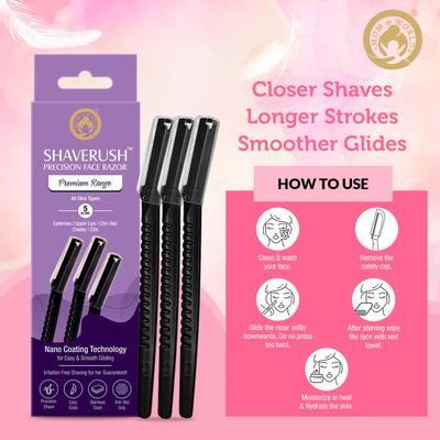 Mom & World ShaveRush Women Precision Face Razors 3's - Hair Removal Accessories