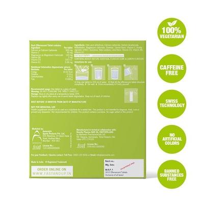 Fast&Up Fortify Calcium & Magnesium with Vitamin D3 Effervescent Tablet - Lime & Lemon Flavour (Pack of 3 x 10's) - Calcium And Minerals