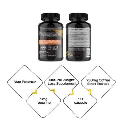 Vitaminhaat Green Coffee Bean Extract 750 mg Capsule 90's - Weight Loss