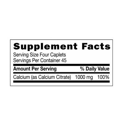 GNC Calcium Citrate 1000 mg Veg Caplet 180's - Calcium And Minerals