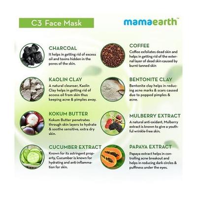 Mamaearth Charcoal Coffee and Clay Face Mask 100 ml - Masks & Peels