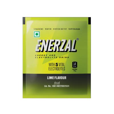 Enerzal Energy and Electrolyte Drink Powder - Lime Flavour 50 gm (N) - Energy Drinks
