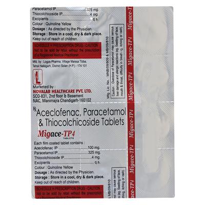 MIGACE TP 4 Tablet 10's - Muscle Spasm-Mus