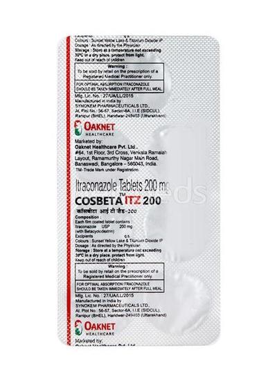 Cosbeta Itz 200mg Tablet 7'S - Fungal Infections-Anf