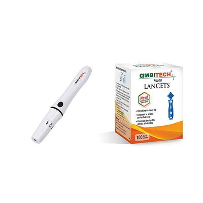Ambitech Adjustable Lancing Device 1's + AmbiTech Round Lancets 100's - Blood Glucose Monitors/Strips