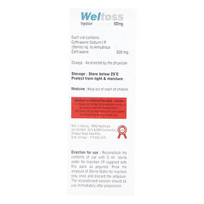 WELTOSS 500 Injection 1's - Bacterial Infections-Cep