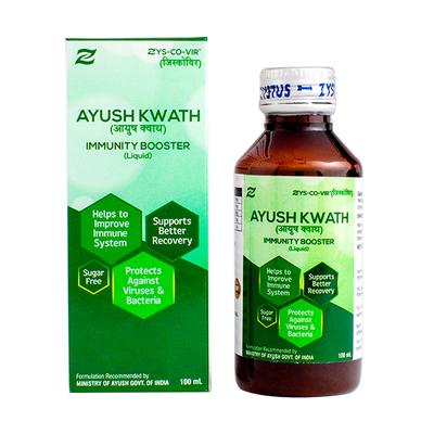 Zys-Co-Vir Ayush Kwath Immunity Booster Liquid 100 ml + Tablet (10 x 10's) Combo Pack - Menthol Flavour - Vitamin C