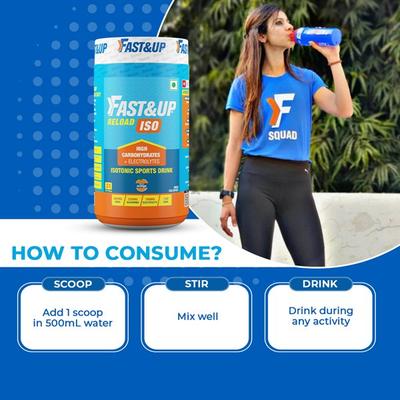 Fast&Up Reload Isotonic Energy Drink - Orange Flavour 1000 gm - Energy Drinks