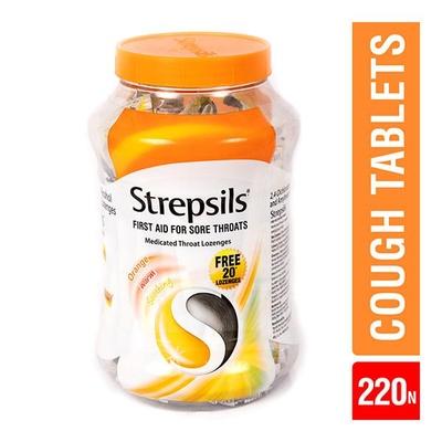 Strepsils Sore Throat Lozenges - Orange 220's - Sore Throat Lozenges