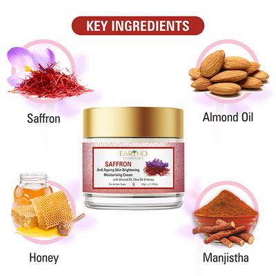 Eartho Essentials Anti Ageing Skin Brightening Moisturising Cream - Saffron 50 gm - Creams/Oils/Lotions