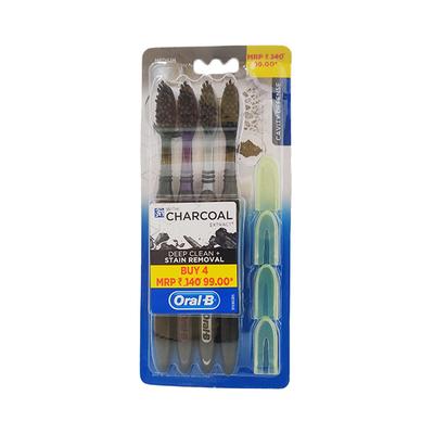 Oral-B Cavity Defense with Charcoal Extract Medium Toothbrush 4's - Toothbrushes