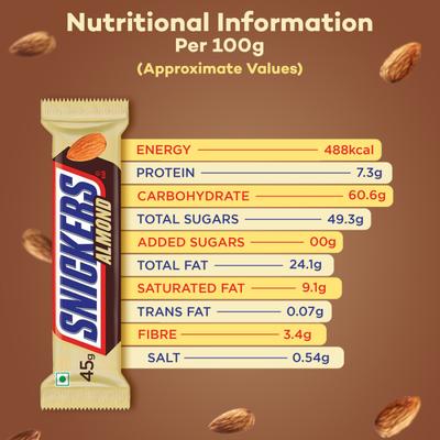 Snickers Almond Chocolate Bar 45 gm - Nutritional Bars