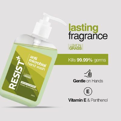 RESIST+ AntiMicrobial Hand Wash - Lemon Grass (Pack of 3 X 250 ml) - Hand Sanitizer