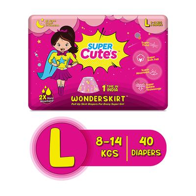 Super Cute's WonderSkirt Pull-up Skirt Diaper - (L) (8 - 14 kg) (Pack of 20 x 2's) - Diapers & Wipes