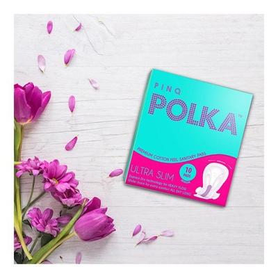 Pinq Polka Sanitary Premium Ultra Slim Sanitary Pads-(Regular) 10's - Sanitary Napkins