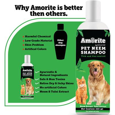 Amorite Pet Neem Shampoo (Pack Of 2 X 300 ml) 1's - Pet Grooming
