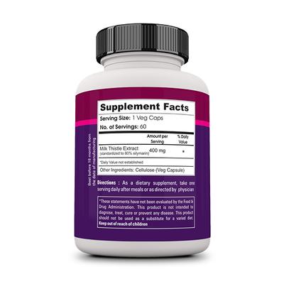 Zenith Nutrition Silymarin Milk Thistle 400 mg Capsule 60's - Herbal Dietary Supplement