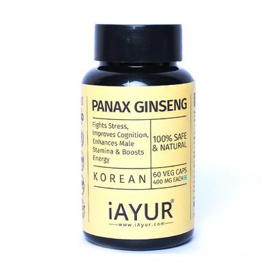iAYUR Panax Ginseng 400 mg Veg Capsule 60's - Herbal Dietary Supplement