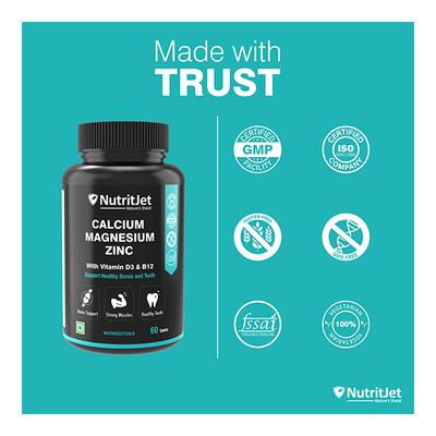 NutritJet Calcium Magnesium Zinc Vitamin D3 & B12 Tablet 60's - Calcium And Minerals