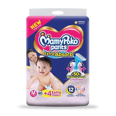 MamyPoko Pants Extra Absorb Diapers (M) (46's + Extra 4's ) - Diapers & Wipes