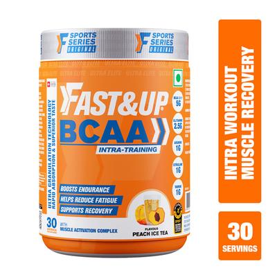Fast&Up BCAA Intra Training Supplement (30 Servings) - Peach Ice Tea Flavour 450.6gm - Workout Essentials