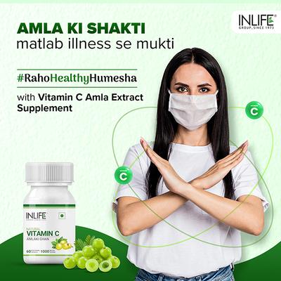 Inlife Natural Vitamin C Amlaki Ghan 1000 mg Veg Capsule 60's - Vitamin C