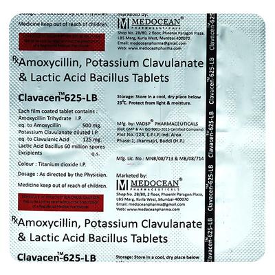 CLAVACEN 625 LB Tablet 6's - Bacterial Infections-Pen
