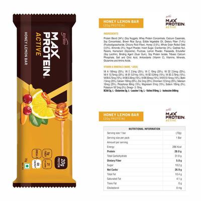 RiteBite Max Protein Active Assorted Bar - Choco Slim, Choco Fudge, Green Coffee, Honey Lemon, Green Tea (Pack of 5) - Nutritional Bars