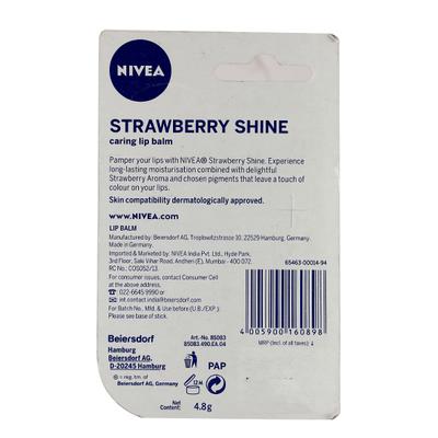 Nivea Strawberry Shine Lip Balm 4.8 gm - Lip Balms