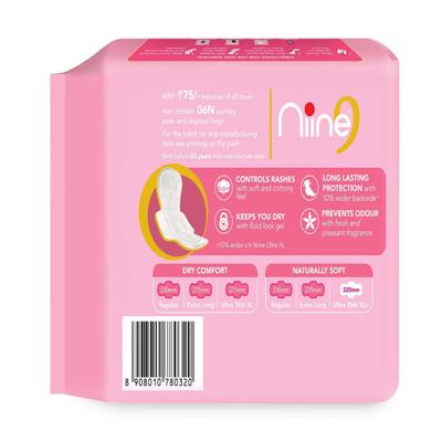 Niine Naturally Soft Sanitary Napkin with Biodegradable Disposable Bags - Ultra Thin XL+ 6's - Sanitary Napkins