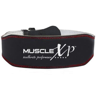 MuscleXP Leather Weight Lifting Gym Belt with Buckle Fitness Gym Back Support - Black (M) 1's - Workout Essentials