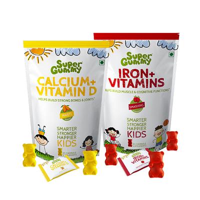 Super Gummy Combo Pack Gummies - Calcium + Vitamin D & Iron + Vitamins 30's - Multi-Vitamins
