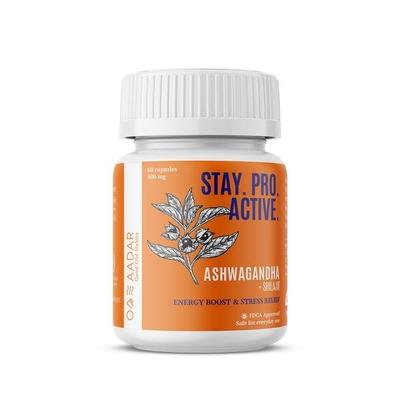 Aadar Stay Pro Active Ashwagandha Plus Shilajit Capsule 60'-Ayurvedic Immunity boosters for Adults - Ashwagandha