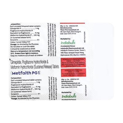METFAITH PG1 Tablet 10's - Diabetes-Ant