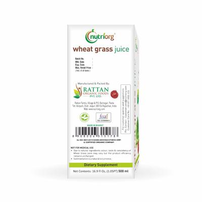 Nutriorg Wheatgrass Juice 500 ml - Ayurvedic Juices