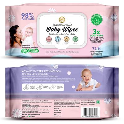 Mom & World Baby Wipes - Aloe vera Calendula & Cucumber 72's - Diapers & Wipes