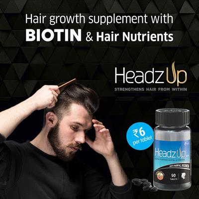 Inventz Headz Up Anti-Hairfall Regimen Tablets - Men 90's - Hair Treatment