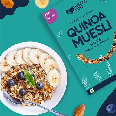Nourish You Quinoa Muesli Seeds with No Added Sugar - Nuts 375 gm - Nutritional Bars