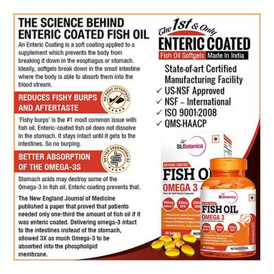 St.Botanica Enteric-Coated Fish Oil Omega 3 Softgels 60's - Omega Fish Oil Fatty Acids