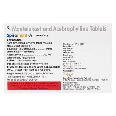 Spiromont A Tablet 10'S - Allergies-Ant