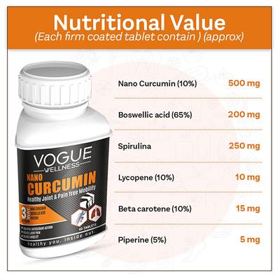 Vogue Wellness Nano Curcumin Tablet 60's - Herbal Dietary Supplement